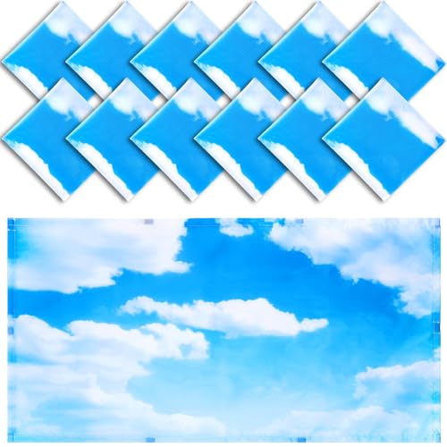 Hortsun 12 Pcs Fluorescent Light Covers Bulk, 4 x 2 ft Magnetic Fluorescent Drop Ceiling Lighting Covers Light Filter Shade for Home, Office, Hospital, School Classroom Decoration(Blue Sky Cloud) - Image 1