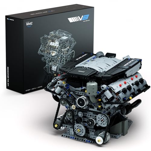 Nifeliz مجموعة بناء محرك Nifeliz V8 نموذج محرك حصري متقدم لجمع التذكارات تجربة علمية فيزيائية لعبة للبالغين ديكور المنزل أو المكتب 2725 قطعة NF10287 - Image 1