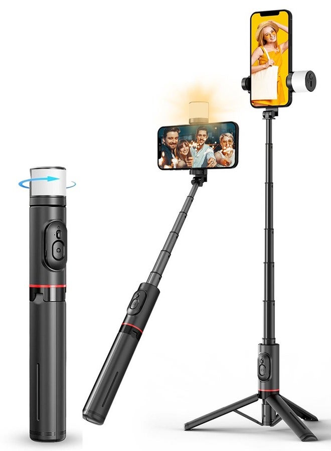 XiuWoo Selfie Tripod Stick with Light, Phone Holder Lightweight Tripod Stand, Remote Control Stable Stand Extendable Tripod Camera Phone Holder for Tiktok Vlog Youtuber Video Recording - Image 1