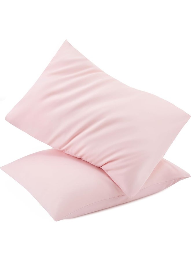 TILLYOU TILLYOU Toddler Pillowcase 2 Pack with Envelope Closure, 13" x 18" Silky Soft Microfiber Travel Kids Pillowcase for Boys and Girls, Pink  - Image 1