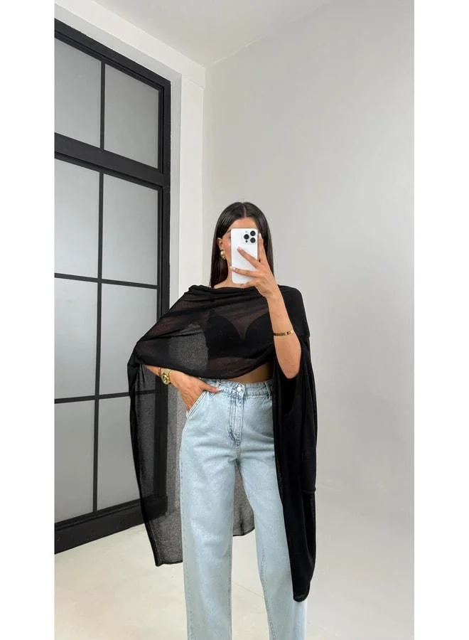 Gaus Black Md Equivalent Design Knit Cape GAUS-01185.