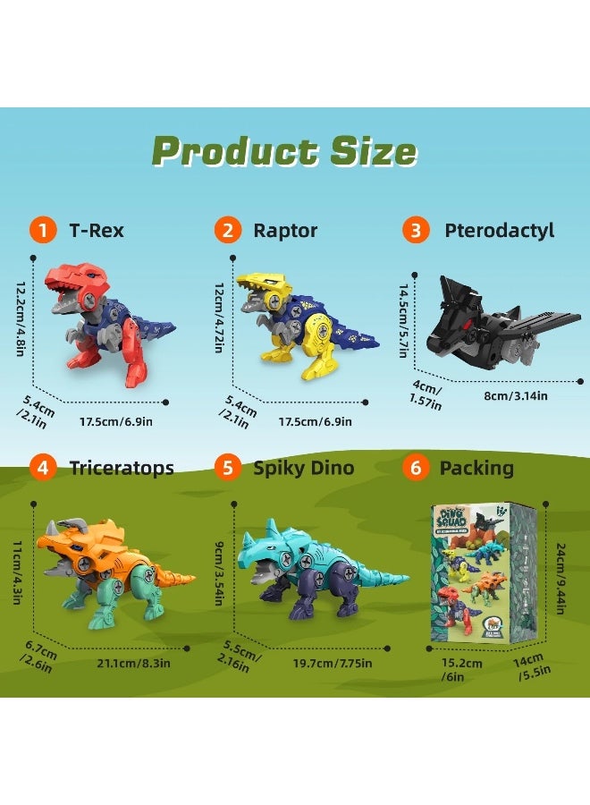 5 in 1 Take Apart Dinosaur Toy,Transformation Robot Constructor, Screw DIY Set Toys for 3~8 Years Old Kids - Image 2