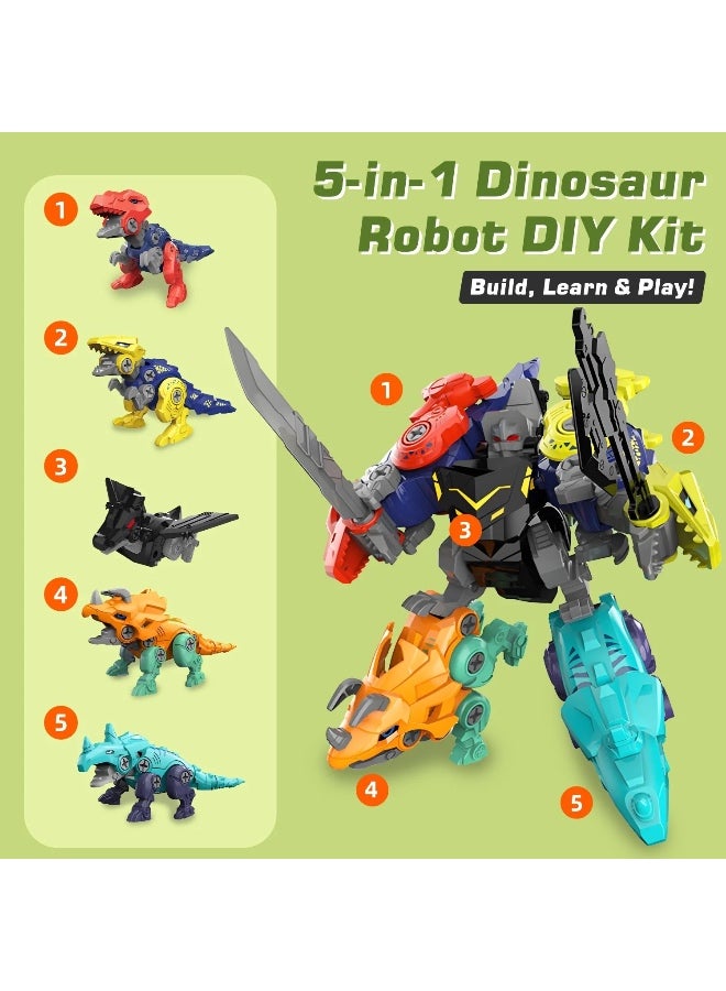5 in 1 Take Apart Dinosaur Toy,Transformation Robot Constructor, Screw DIY Set Toys for 3~8 Years Old Kids - Image 4