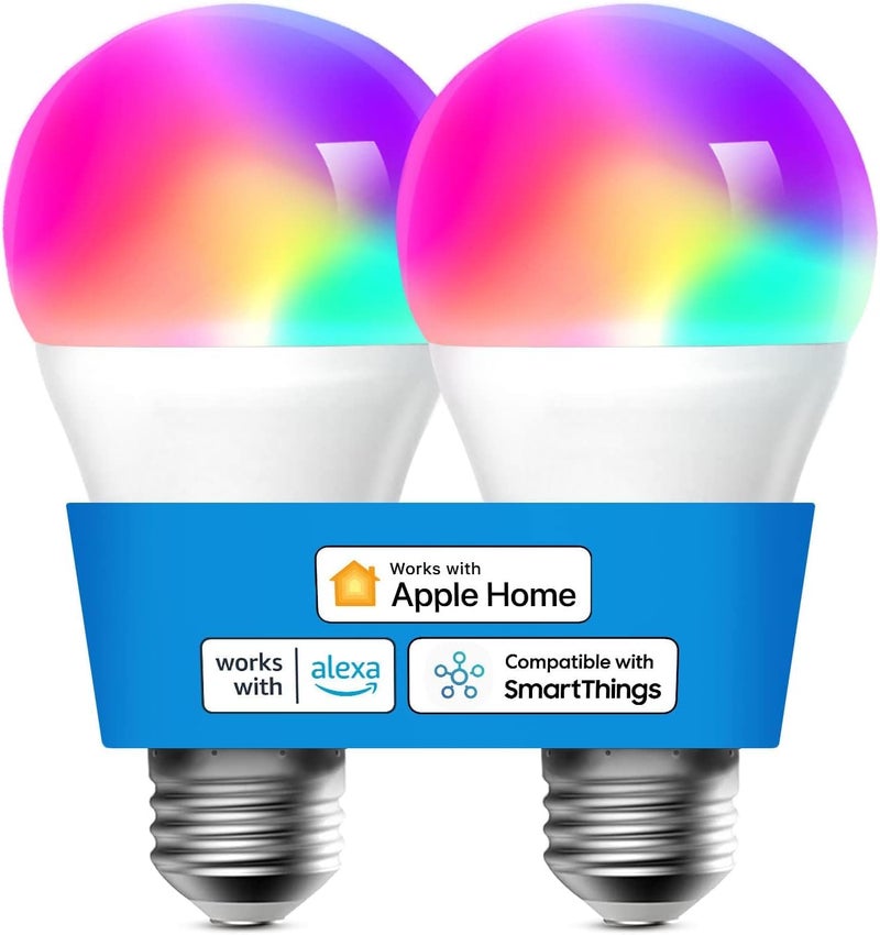 Meross Smart Light Bulb Smart WiFi LED Bulbs Compatible with Apple HomeKit Siri Alexa SmartThings Dimmable E26 Multicolor 2700K6500K RGBWW 900 Lumens 60W Equivalent 2 Pack - Image 2