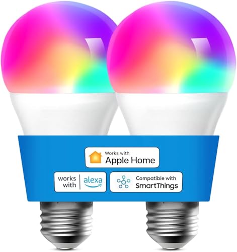 Meross Smart Light Bulb Smart WiFi LED Bulbs Compatible with Apple HomeKit Siri Alexa SmartThings Dimmable E26 Multicolor 2700K6500K RGBWW 900 Lumens 60W Equivalent 2 Pack - Image 1