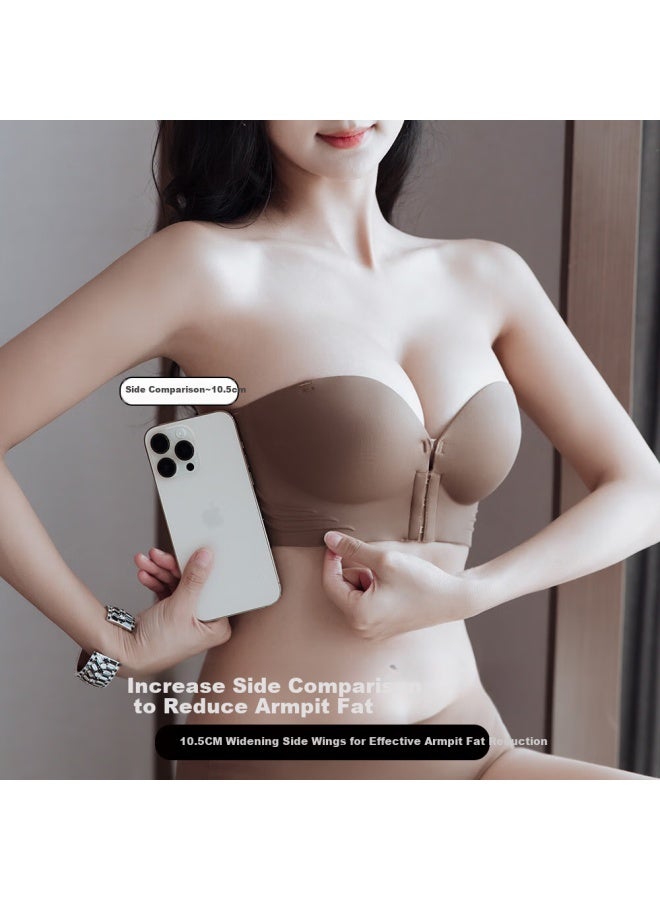 Molatoire Strapless Invisible Bra Women Seamless Bralette Wireless Front Closure Bra Small Chest Push-up Anti-slip Bandeau - Image 5