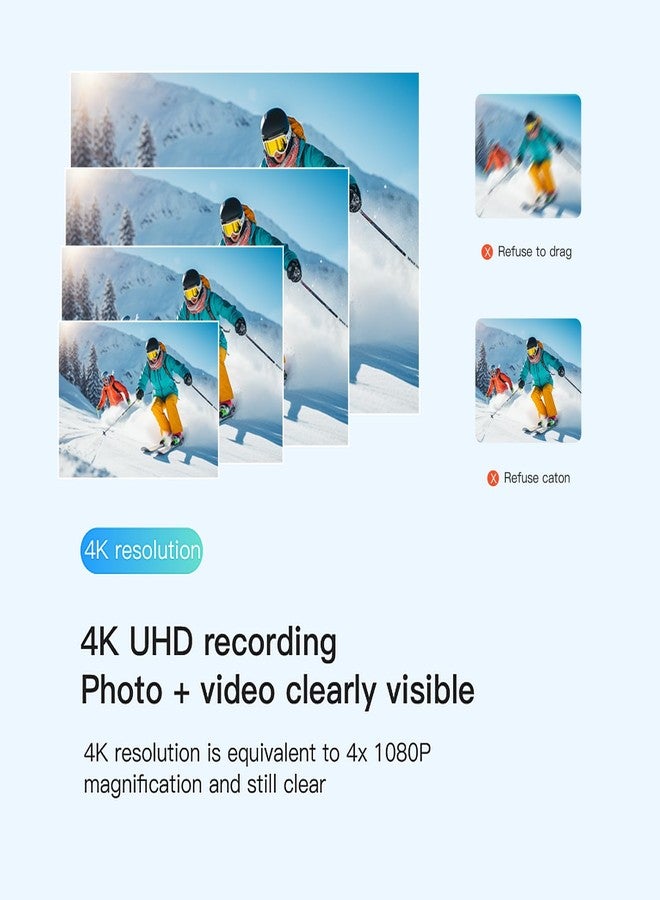 FOUKWAKC H8 64GB 4K Thumb Action Camera, Mini Body Cameras, Wearable Pocket Vlogging Camera, Multiple Accessory Mount Anywhere Small Portable Hands-Free Helmet Cam for Work, Cycling, Travel, Pet Walking (Black - Image 3