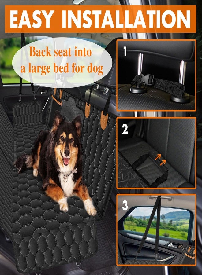 NECKORY Dog Back Seat Cover, Waterproof Scratch Proof Nonslip Dog Hammock for Car, Dog Car Seat Cover for Back Seat with Sanitary Pad Mesh & Pocket for Cars SUVs and Trucks- S, Black/Orange - Image 5