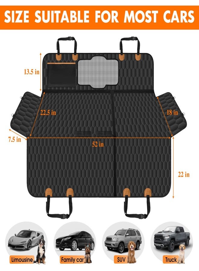 NECKORY Dog Back Seat Cover, Waterproof Scratch Proof Nonslip Dog Hammock for Car, Dog Car Seat Cover for Back Seat with Sanitary Pad Mesh & Pocket for Cars SUVs and Trucks- S, Black/Orange - Image 2