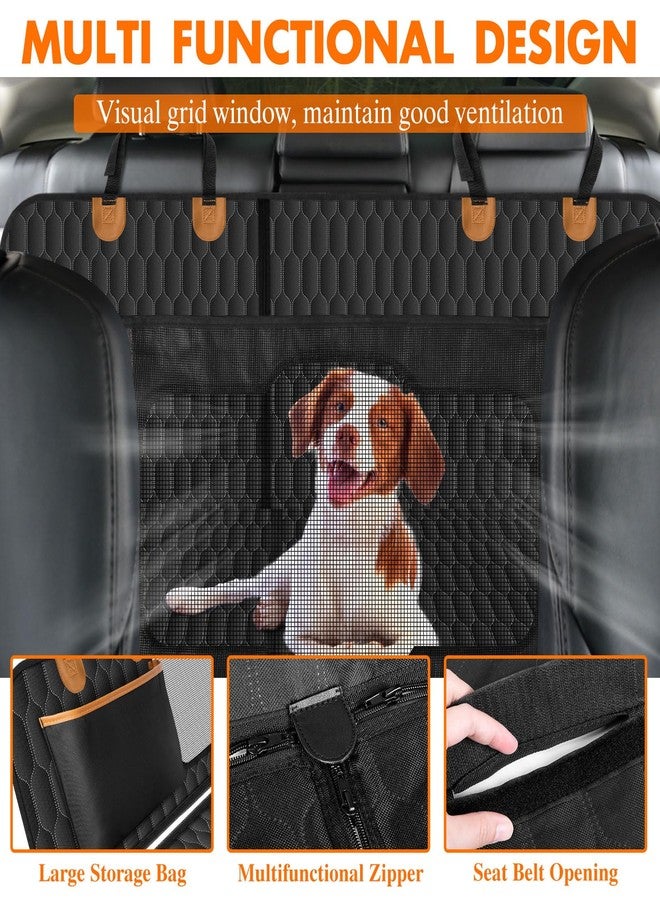 NECKORY Dog Back Seat Cover, Waterproof Scratch Proof Nonslip Dog Hammock for Car, Dog Car Seat Cover for Back Seat with Sanitary Pad Mesh & Pocket for Cars SUVs and Trucks- S, Black/Orange - Image 3