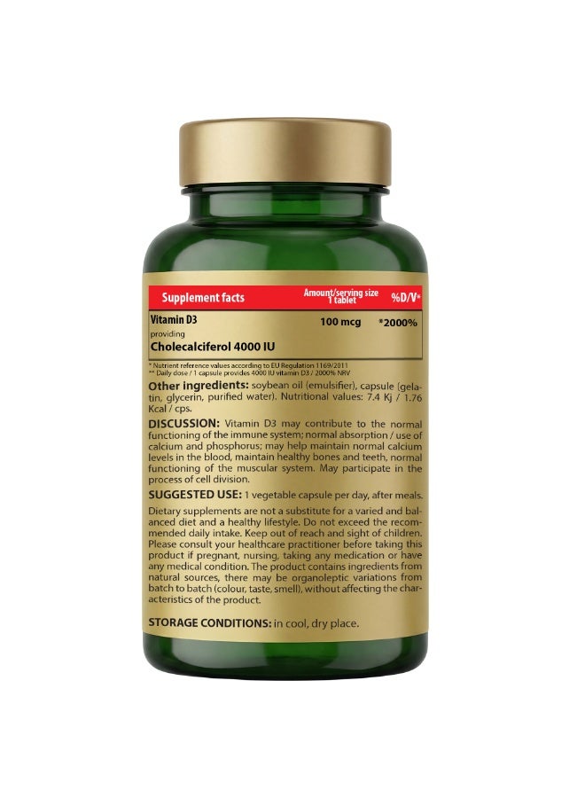 Cosmo Pharm Vitamin D3 4000 IU | Supports Strong Bones & the Immune System | 90 Softgels - Image 2
