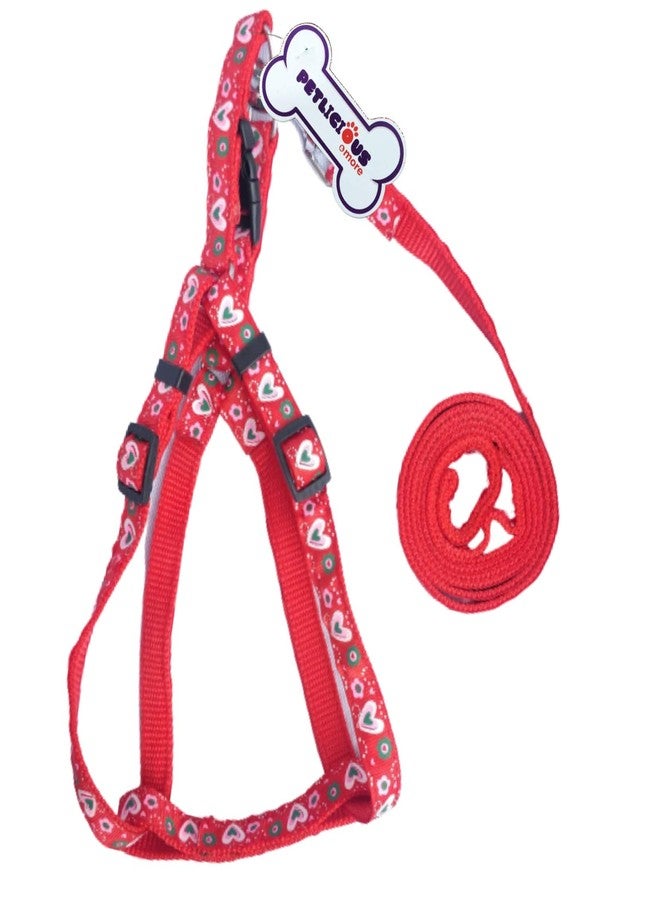 Petlicious & More 15 mm Printed Nylon Puppy Harness & Leash Set for Small & Medium Dogs - Carrot