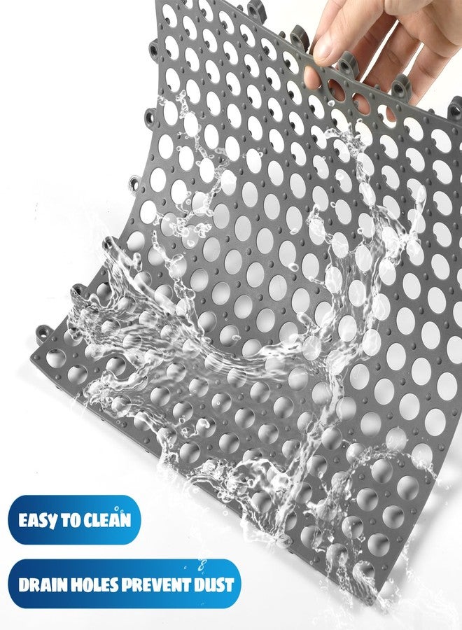 Tinideya 24 Pcs Drainage Interlocking Tiles 12 x 12" Dry Deck Mats Non Slip Shower Floor Tile Soft PVC Splicing Modular Cushion Mat For Wet Areas Bathroom Kitchen Balcony Patio Pet Areas,Dark Gray - Image 5