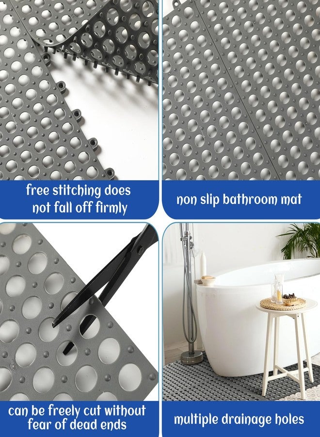 Tinideya 24 Pcs Drainage Interlocking Tiles 12 x 12" Dry Deck Mats Non Slip Shower Floor Tile Soft PVC Splicing Modular Cushion Mat For Wet Areas Bathroom Kitchen Balcony Patio Pet Areas,Dark Gray - Image 4