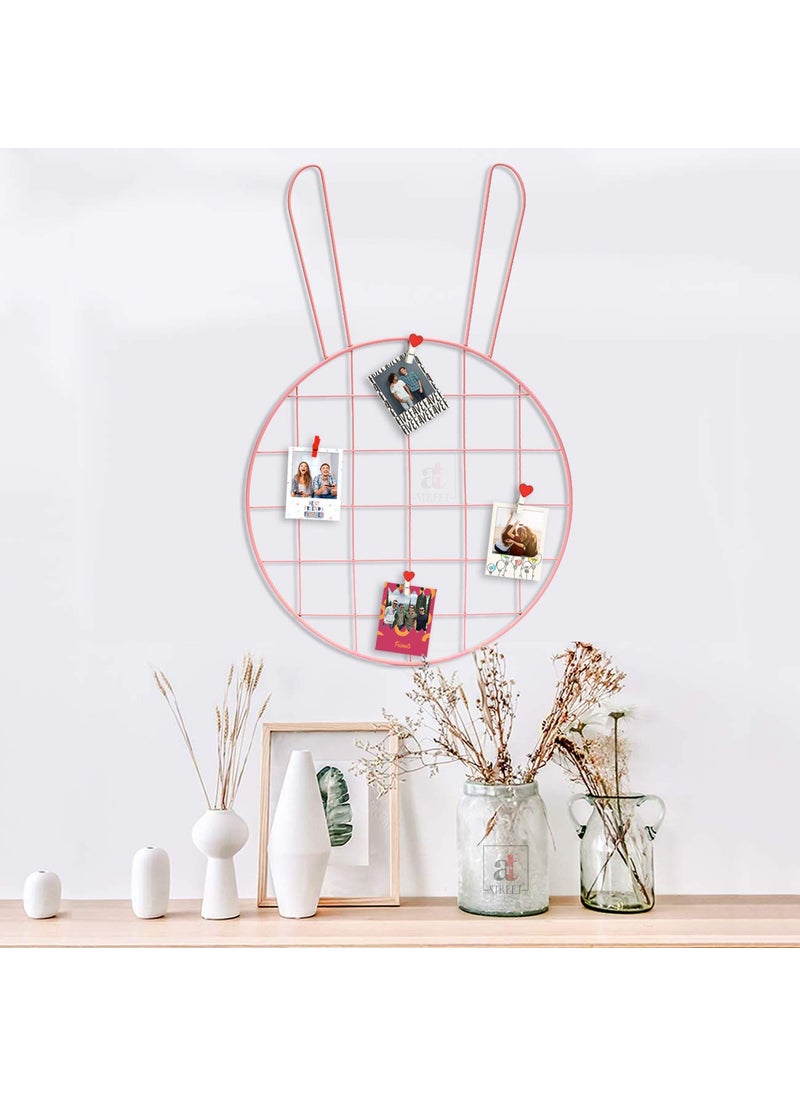 Art Street art street Cat Design DIY Metal Photo Grid with Photo Clips for Photo Hanging, Wall Decoration and Display (Pink, 30 x 46 cm)  - Image 3