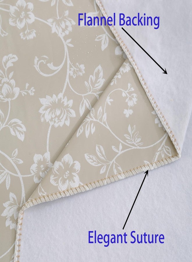 Walrus Heavy Duty Vinyl Tablecloth with Flannel Backing Waterproof Oil-Proof Plastic Table Cloth Stain-Resistant Wipeable Rectangle or Square Table Cover (Beige Floral, 54X54 Inch) - Image 4