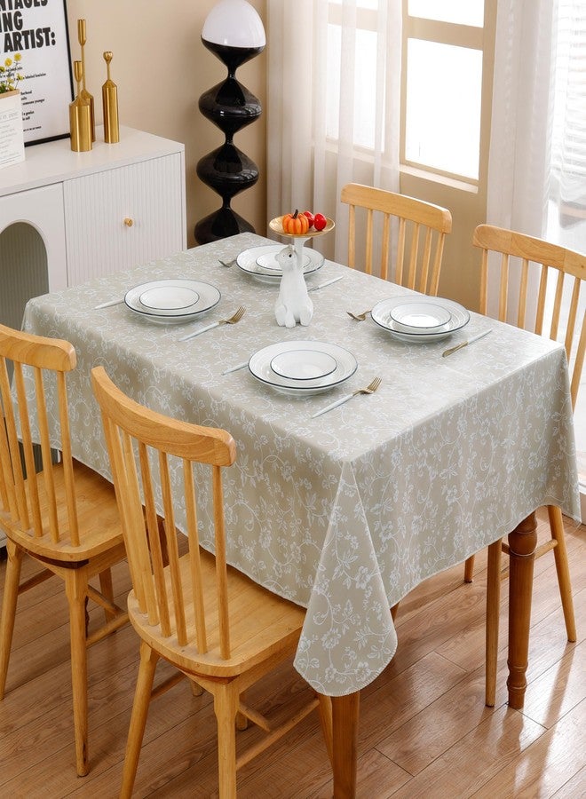 Walrus Heavy Duty Vinyl Tablecloth with Flannel Backing Waterproof Oil-Proof Plastic Table Cloth Stain-Resistant Wipeable Rectangle or Square Table Cover (Beige Floral, 54X54 Inch) - Image 3