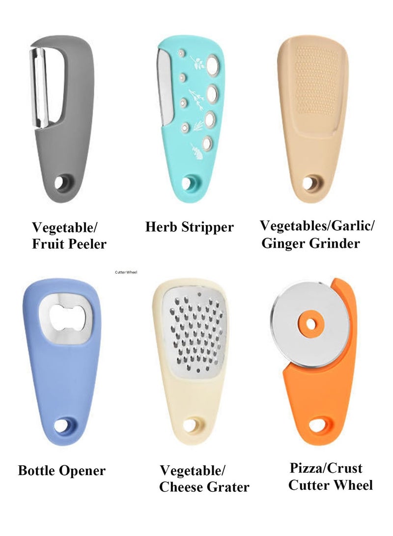 spa luxetique 6-in-1 Stainless Steel Kitchen Tool Set - Bottle Opener, Pizza Cutter, Herb Scissors & More | Dishwasher Safe, Space-Saving Hanging Design  - Image 2
