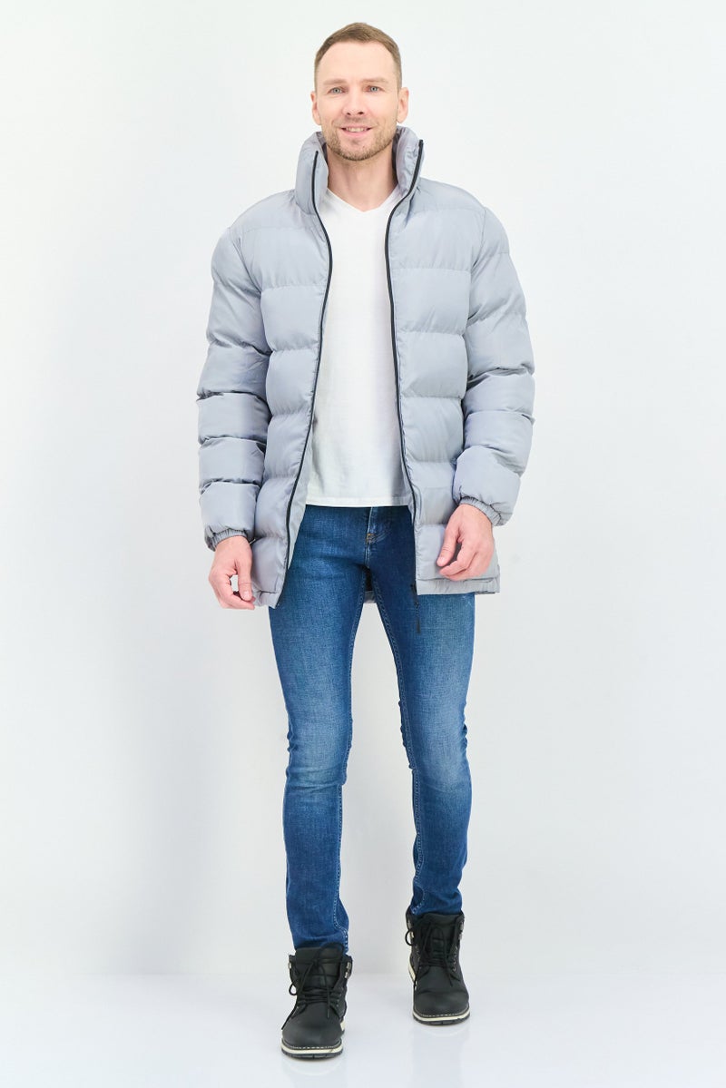 Threadbare Men Quilted Puffer Jacket, Grey - Image 4