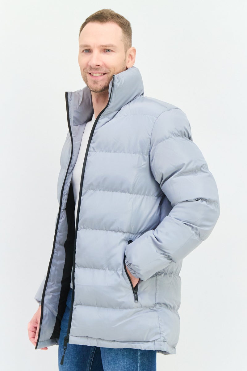 Threadbare Men Quilted Puffer Jacket, Grey - Image 2