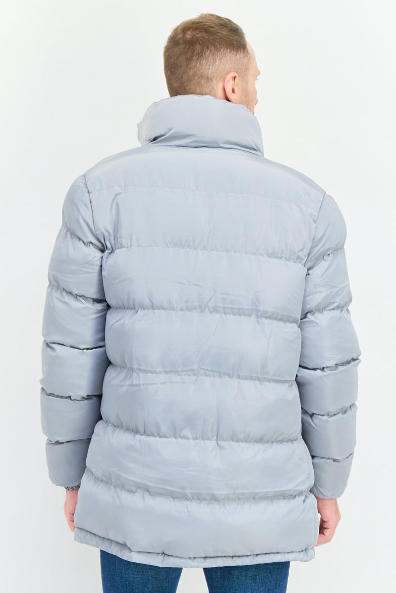 Threadbare Men Quilted Puffer Jacket, Grey - Image 3