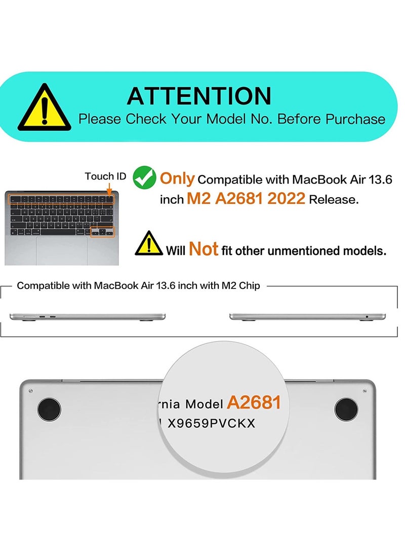 كايسباي جراب MacBook Air M2 2023 2022 13.6 بوصة A2681 حافظة صلبة بلاستيكية شفافة لهاتف MacBook Air M2 13.6 مع Touch ID شفاف كريستالي - Image 4
