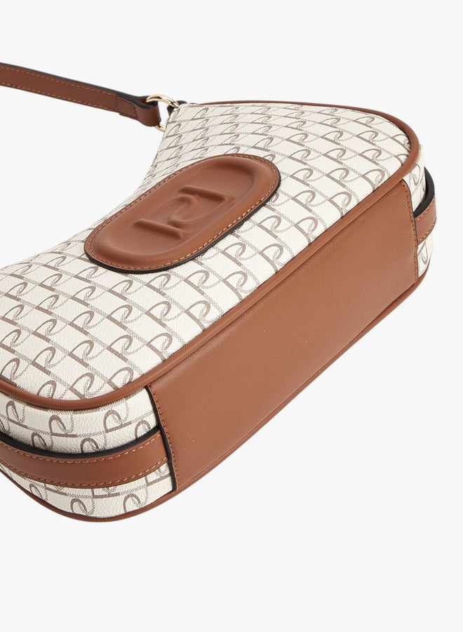 Paprika Monogram Print Shoulder Bag with Zip Closure - Image 5