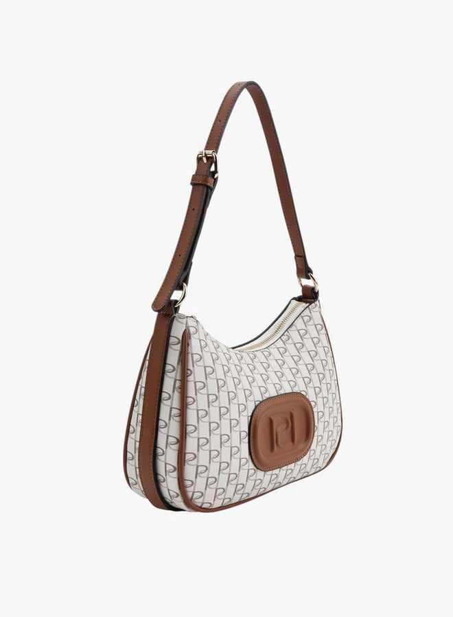 Paprika Monogram Print Shoulder Bag with Zip Closure - Image 2