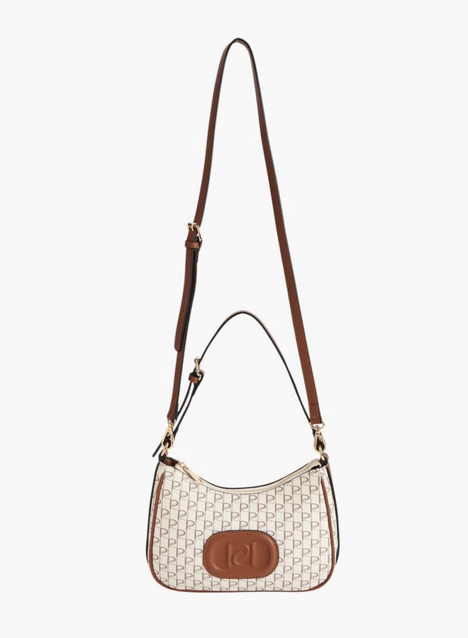 Paprika Monogram Print Shoulder Bag with Zip Closure - Image 4