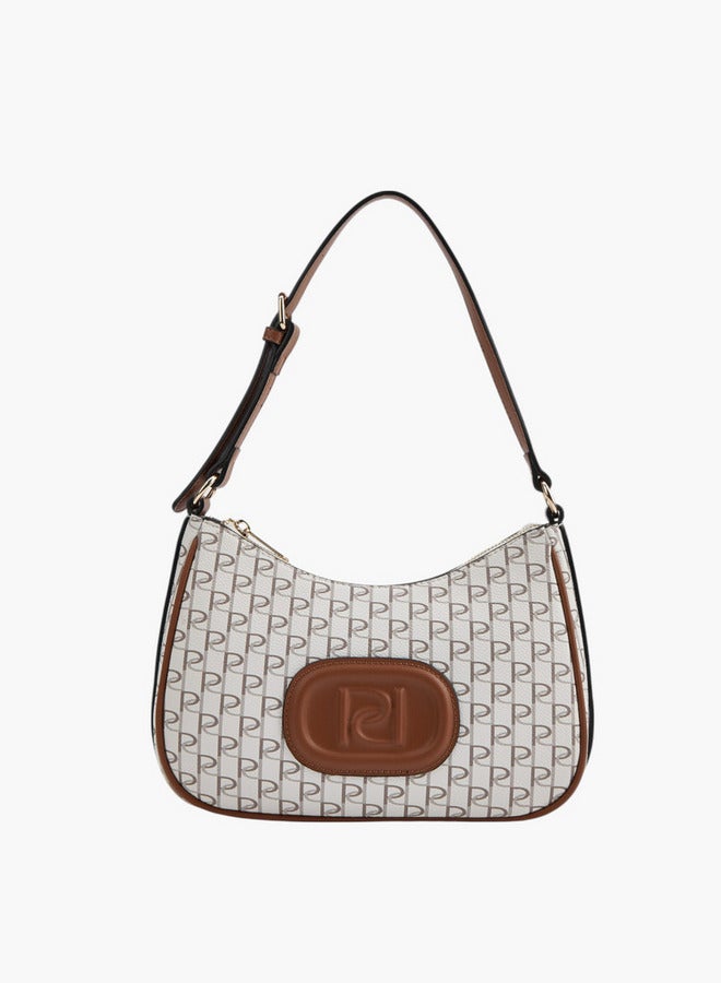 Paprika Monogram Print Shoulder Bag with Zip Closure - Image 1