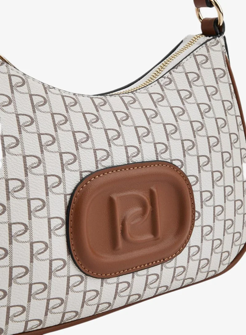 Paprika Monogram Print Shoulder Bag with Zip Closure