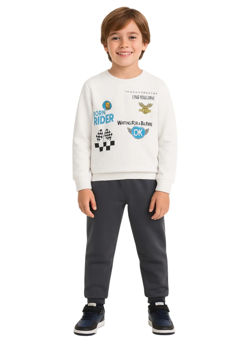 victor and jane Boys’ Racing Style Set – Graphic Sweatshirt &amp; Joggers