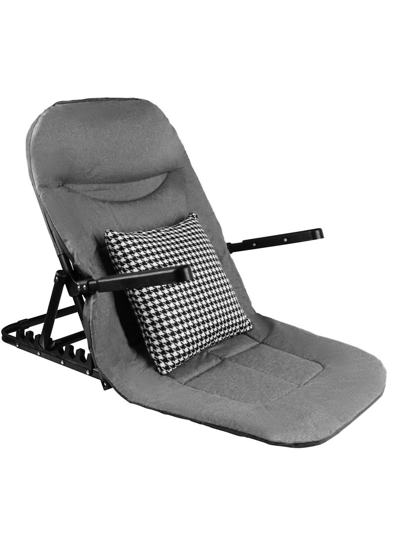 XiuWoo 7 Reclining Positions Lifting Bed Backrest with Armrest and Cushion, 0 to 80 Degrees Adjustable Folding Back Rest for Bed Sitting up, Portable Bed Backrest Support for Sleeping, Reading and Gaming  - Image 1