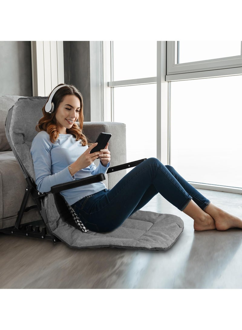 XiuWoo 7 Reclining Positions Lifting Bed Backrest with Armrest and Cushion, 0 to 80 Degrees Adjustable Folding Back Rest for Bed Sitting up, Portable Bed Backrest Support for Sleeping, Reading and Gaming  - Image 4