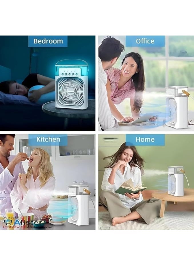 مروحة تبريد محمولة، مروحة تبريد هواء تبخيري صغيرة، مروحة مياه مع 5 رشاشات، 7 ألوان LED، مروحة مكتب شخصية بمنفذ USB للمكتب والمطبخ المنزلي وغرفة النوم والمسكن والأماكن الخارجية - Image 5