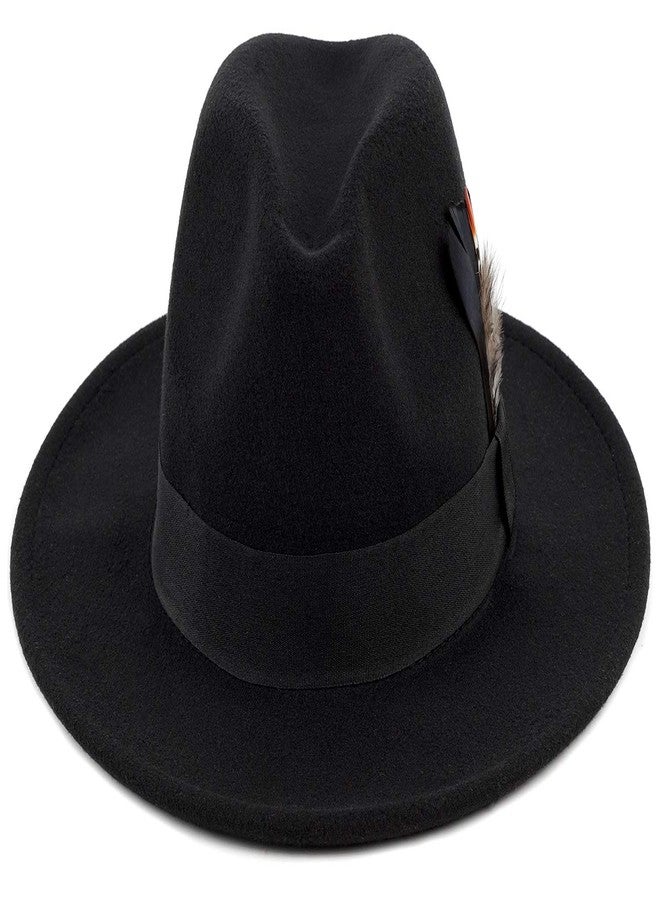 فاداشي قبعة فيدورا كلاسيكية من فاداشي للرجال والنساء، قبعة عريضة الحواف من اللباد، قبعة بنما رسمية، فيدورا سوداء، مقاس كبير (L) أو كبير جدًا (XL). - Image 4