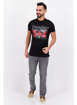 Canadian Peak Men Round Neck Short Sleeve Embroidered Logo T-Shirt, Black Combo  - Image 3