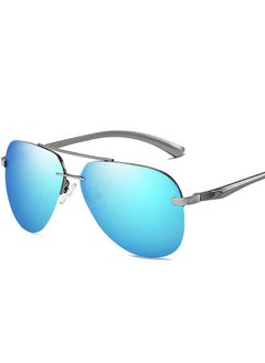Aoron Men's Semi-Rimless Polarized Aviator Frame Sunglasses - Lens Size: 64 mm 