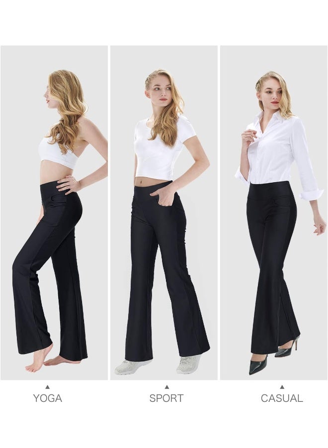 Zeronic Zeronic Bootcut Yoga Pants for Women with Pockets High Waisted Workout Running Pants Tummy Control Long Bootleg Work Pants  - Image 2