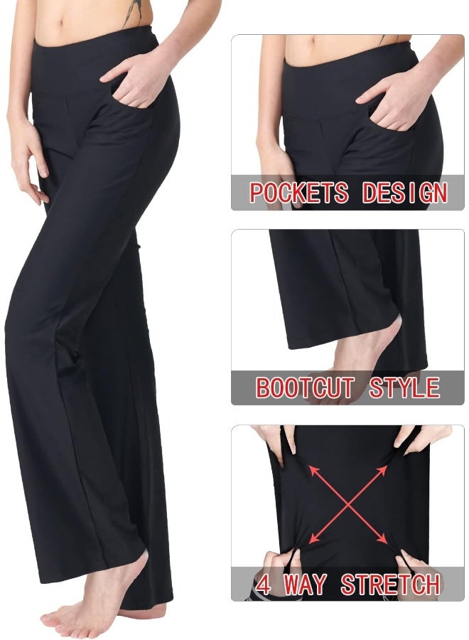 Zeronic Zeronic Bootcut Yoga Pants for Women with Pockets High Waisted Workout Running Pants Tummy Control Long Bootleg Work Pants  - Image 5