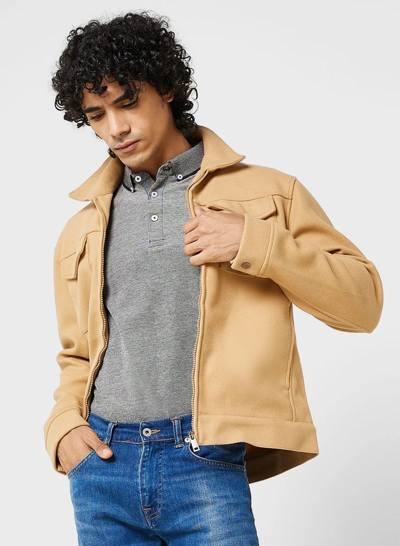 BRAVE SOUL MENS FAUX WOOL WESTERN STYLE JACKET.