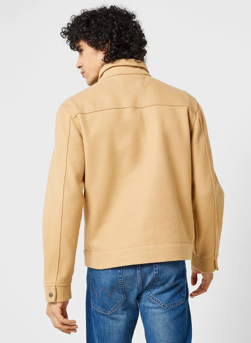 BRAVE SOUL MENS FAUX WOOL WESTERN STYLE JACKET.