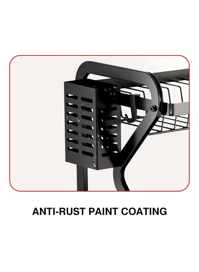 IBELL DR243 Dish Drying Rack, 2-Tier Bartan Stand/Drainer Shelf/Kitchen Organizer/Counter for Utensils Storage (Black) - Image 4