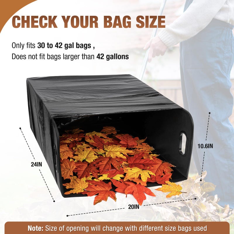 Touri Lawn and Leaf Trash Bag Holder No Assembly Required Holds 30-42 Gallon Bags Easy Open Easy Filling - Image 2