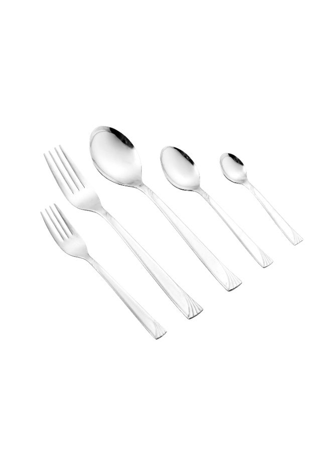 كازا روزا طقم أدوات مائدة من الستانلس ستيل المقاوم للصدأ مكون من 60 قطعة فضي - Image 2