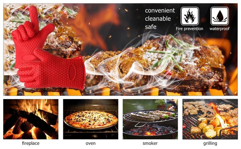 MEZON MEZON Multipurpose Silicone AntiScald Glove Microwave Oven Mitts Pot Holder Heat Proof Resistant Cooking Baking Hand Safety Gloves 1 Pair Multi Color  - Image 5