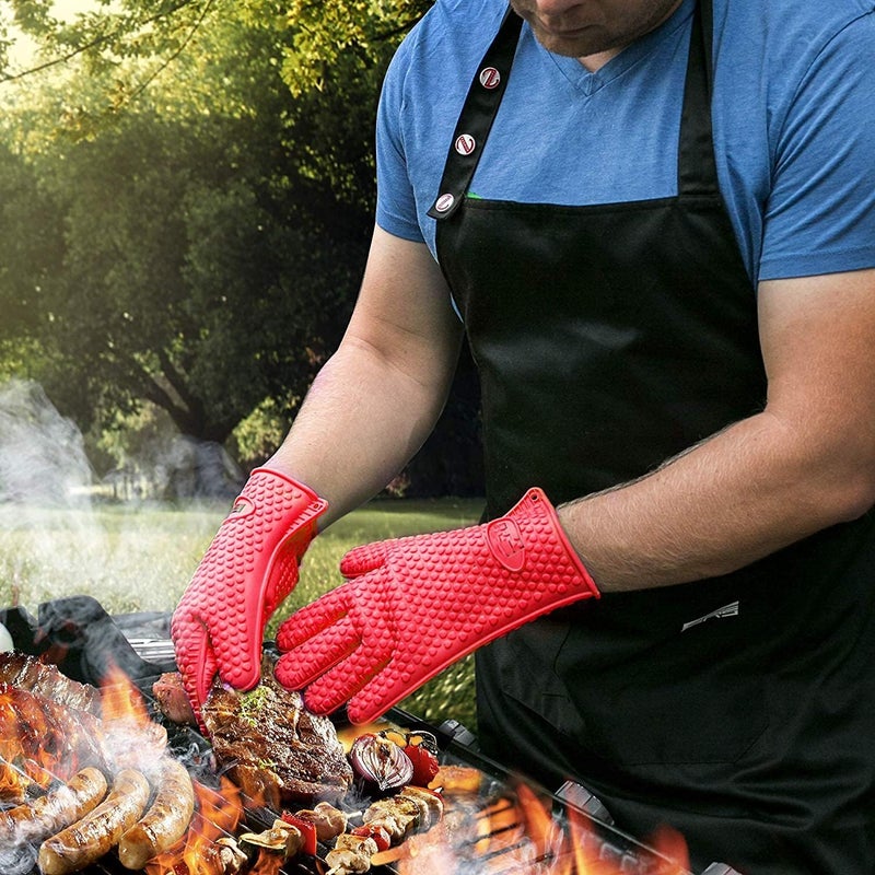 MEZON MEZON Multipurpose Silicone AntiScald Glove Microwave Oven Mitts Pot Holder Heat Proof Resistant Cooking Baking Hand Safety Gloves 1 Pair Multi Color  - Image 4