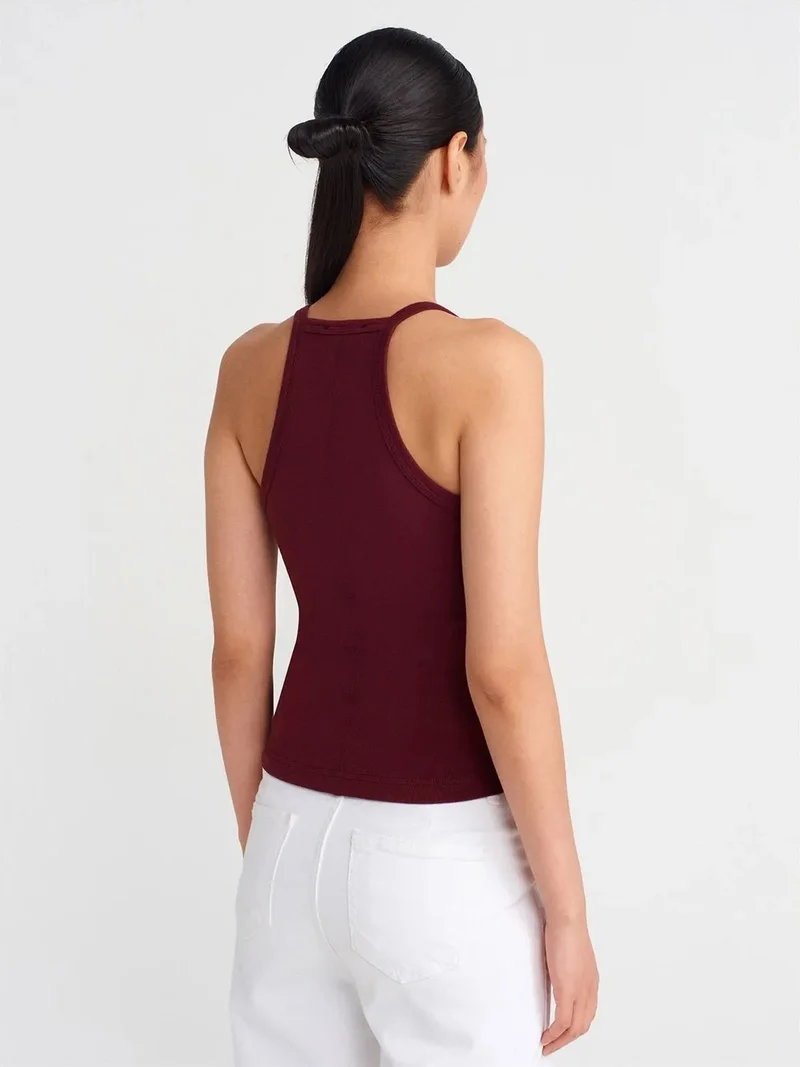 ديلفين Dilvin Slim Fit Ribbed Knit Cami Blouse