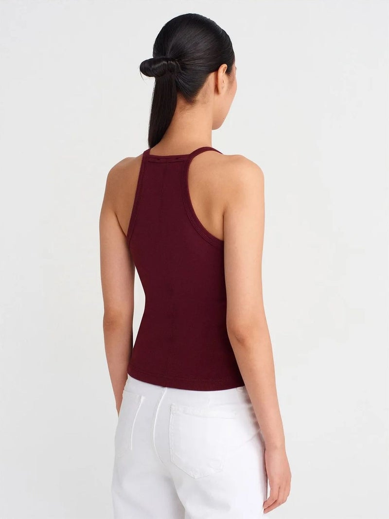 DILVIN Slim Fit Ribbed Knit Cami Blouse - Image 2
