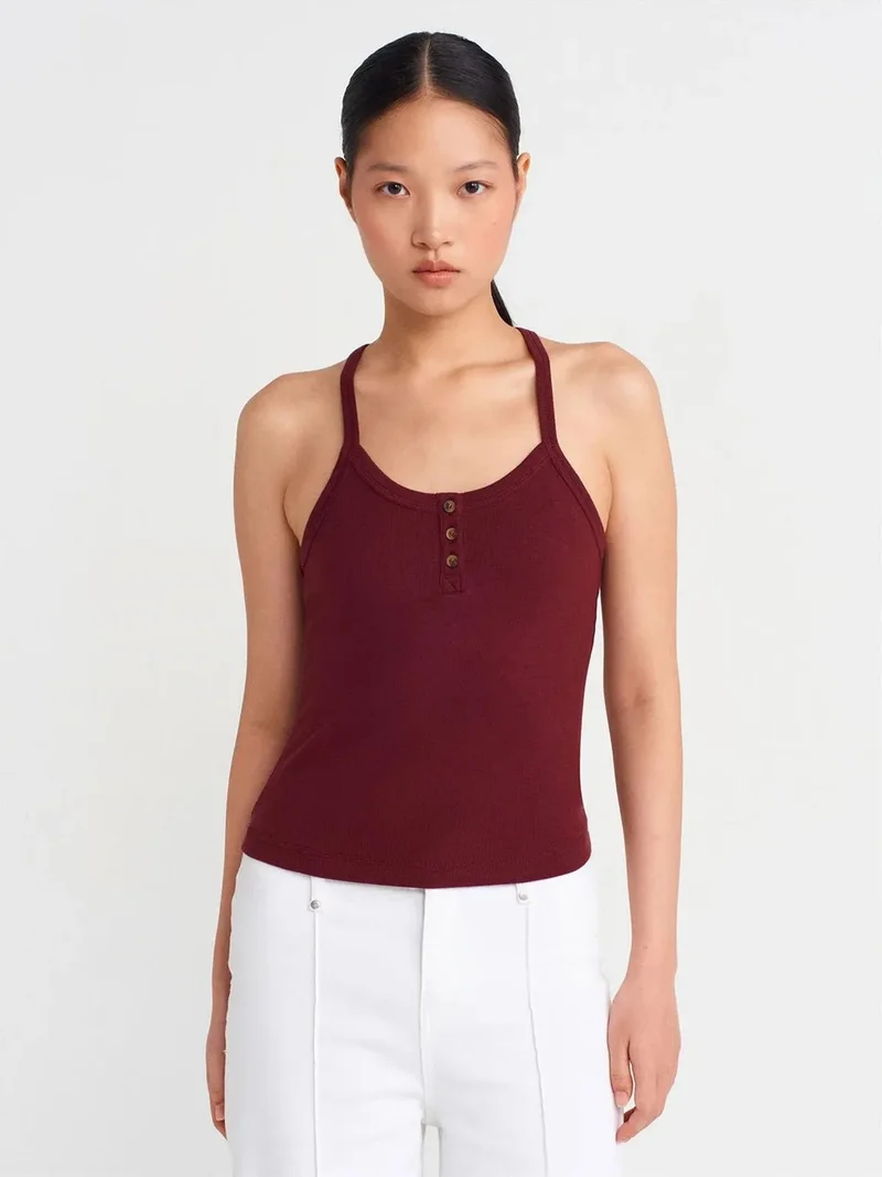 ديلفين Dilvin Slim Fit Ribbed Knit Cami Blouse